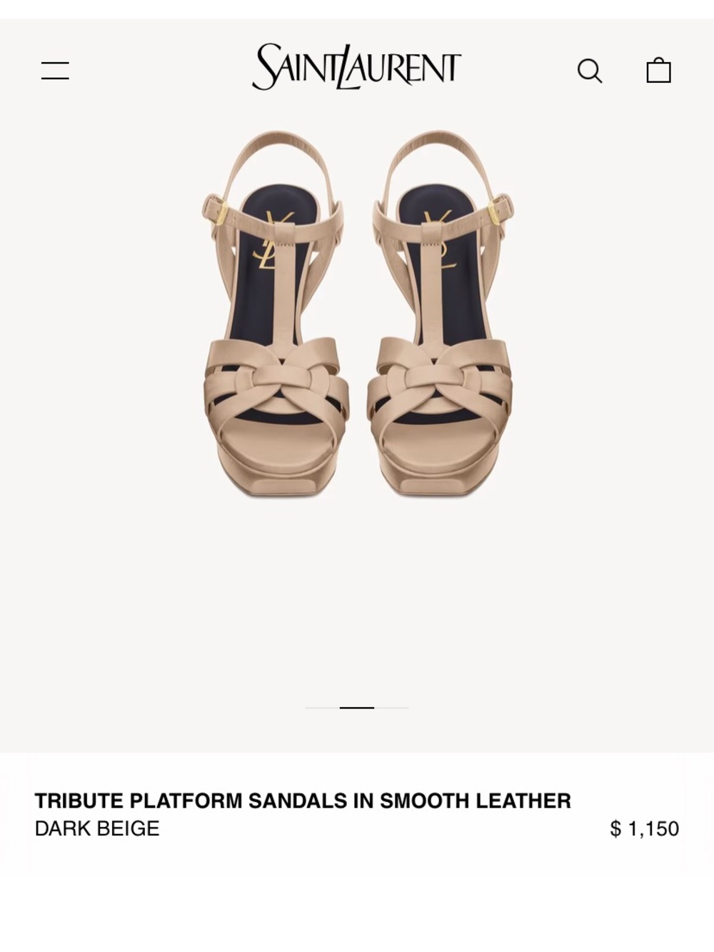 Saint Laurent Beige Leather Knotted T-Strap Heels - Picture 1 of 13
